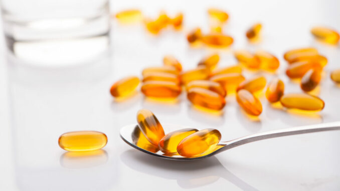Vitamin capsule fish oil for healthy concept