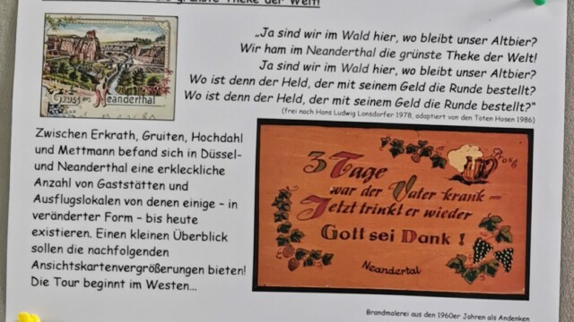 Die Erläuterung zur Ausstellung 'Die grünste Theke der Welt' von den Zackigen Neanderthalern. Foto: RG