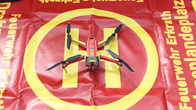 Die im vergleich zum THW deutlich kleinere Feuerwehr-Drohne. Foto: Christian Zimmer