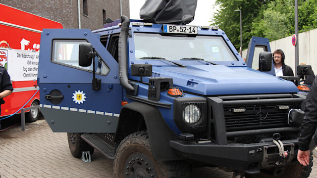 Gepanzertes Fahrzeug der Bundespolizei. Foto: Christian Zimmer